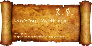 Kozányi Valéria névjegykártya