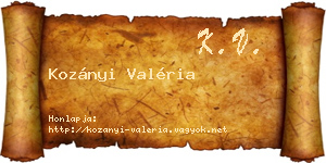 Kozányi Valéria névjegykártya